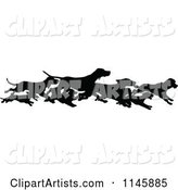 Retro Vintage Silhouetted Border of Running Dogs