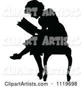 Retro Vintage Silhouetted Woman Reading