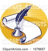 Retro Writing Quill and Scroll Logo