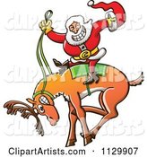 Rodeo Santa Riding a Bucking Christmas Reindeer