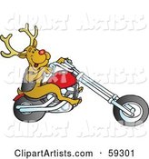 Rodolph the Red Nosed Reindeer Riding a Motorcycle