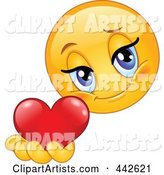 Romantic Female Emoticon Holding out a Heart