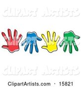 Row of Different Colored Hand Prints