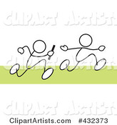 Royalty-Free (RF) Clipart Illustration of Stickler Men Running a Relay Race - 2