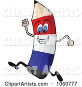 Running French Flag Pencil Character