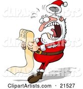 Santa Claus Screaming in Shock While Reading a Long Wish List from a Child