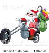 Santa Riding a Chopper Motorcycle