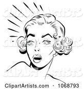 Scared Pop Art Woman in Black and White