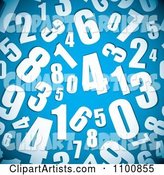 Seamless Background Pattern of White Numbers on Blue