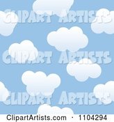 Seamless Blue Sky and Puffy White Cloud Background Pattern