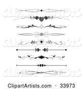 Set of Nine Black and White Diamond, Heart, Flower and Maple Leaf Headers, Dividers, Banners or Lower Back Tattoo Designs