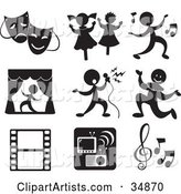 Set of Nine Music and Entertainment Icons