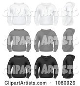 Set of White Gray and Black Zip up Hoodie Sweaters