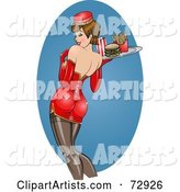 Sexy Pinup Carhop Woman Carrying a Tray