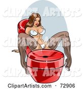Sexy Pinup Woman Leaning on a Giant Red Phone