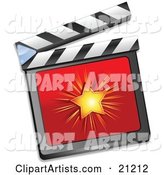 Shining Star on a Red Clapperboard, over a White Background