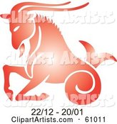 Shiny Red Capricorn Astrology Symbol with Duration Dates