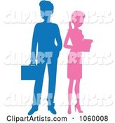 Silhouetted Business Man and Woman