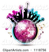 Silhouetted Dancers with a Disco Ball and Music Notes 2
