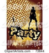 Silhouetted Lady Dancing over a Golden Disco Party Background