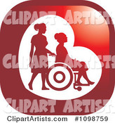 Silhouetted Nurse Helping an Elderly Woman in a Wheelchair Icon Button