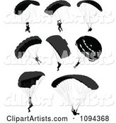 Silhouetted Parachuters
