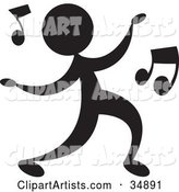 Silhouetted Person Dancing a Jig to Music