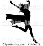 Silhouetted Woman Breaking Through a Red Ribbon