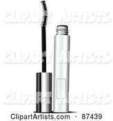 Silver Mascara Tube with a Curved Wand