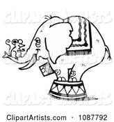 Sketched Circus Elephant with a Mouse on Its Trunk