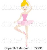 Slender Blond Ballerina Twirling in a Pink Tutu