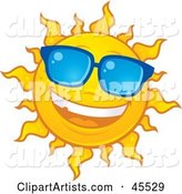 Smiling Sun Shining and Wearing Blue Shades