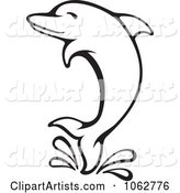 Splashing Dolphin Outline