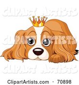 Spoiled Cocker Spaniel Puppy Wearing a Crown