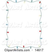 Stationery Frame of Colorful Christmas Lights Bordering a White Background