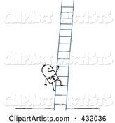 Stick Businessman Climbing a Ladder