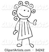 Stick Girl with Curly Hair