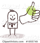 Stick Man Giving a Thumbs up with a Big Hand