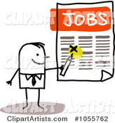 Stick Man Highlighting a Job