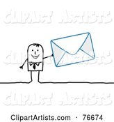 Stick People Character Man Holding an Envelope