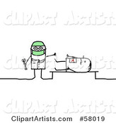 Stick People Character Surgeon Operating on a Patient