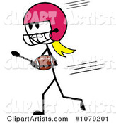 Stick Woman American Football Player Running