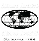 Stretched Black Oval World Atlas Globe