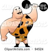 Strong Man in a Spotted Outfit, Holding up a Barbell