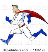 Strong Super Hero Man Sprinting in Profile