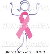 Strong Woman with a Breast Cancer Awareness Ribbon Body