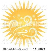 Summer Sun with Swirls and Flowers