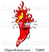 Sweaty Hot Red Pepper with Flames