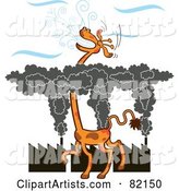 Tall Giraffe Gasping for Fresh Air Above a Layer of Factory Smog