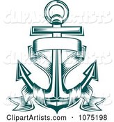 Teal Nautical Anchor and Banner Logo